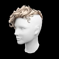 Game And Movie Character White Head Model With Blonde Curly Hair On Black Background