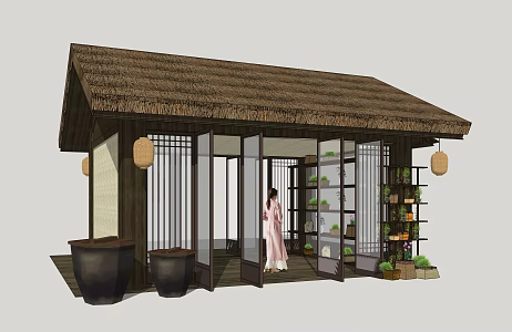 New Chinese Thatched House 3d model