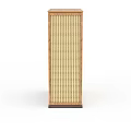 Elegant Wooden Cabinet With Woven Design And Built In Wine Storage Rack
