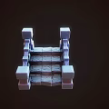 3D Model Stone Staircase With Block Structure Square Steps And Side Supports 3d model