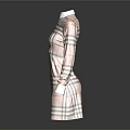 Classic Plaid Pattern Dress With Long Sleeves And White Collar Design