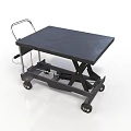 Mobile Hydraulic Lift Table With Black Platform Top Metal Frame And Wheels