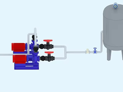 Industrial Fluid Transfer System With Pumps Valves Pipes And Storage Tank 3d model
