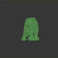 Green Tiger Sculpture With Textured Grass Like Surface On Shiny Black Base