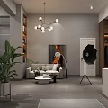 Modern Clothing Store Interior With Stylish Display Racks Green Plants Sofa And Chandelier
