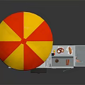 Street Food Cart With Red And Yellow Umbrella For Mobile Vending Business