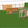 Campus Outdoor Activity Space With Green Lawn Climbing Walls Play Panels And Ladder