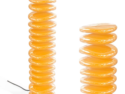 Modern Orange Stacked Layered Disc Floor Lamp With Transparent Design 3d model