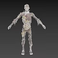 Game And Movie Character Skeleton With Decayed Body And Yellow Growths Horror Style