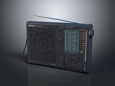 Sony Portable Radio Audio Device With Black Tuner Dial And Extendable Antenna 3d model