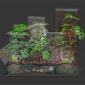 Decorative Miniature Landscape With Rockery Flowing Water Green Plants And Ornaments