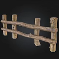 Rustic Wooden Garden Fence With Natural Log Posts And Cross Rails
