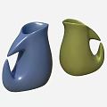Modern Blue And Green Ceramic Vessels With Unique Stylish Handle Design