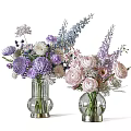 Elegant Glass Vases With Pink Purple White Flower Arrangements