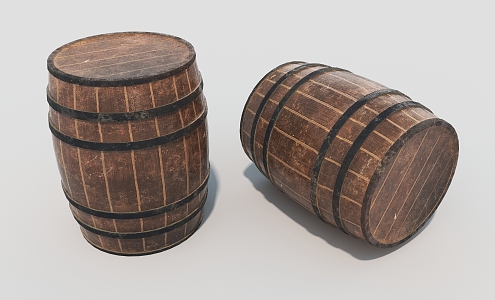 Wooden Barrel Wine Barrel Old Wine Barrel Industrial Wooden Barrel 3d model