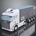 Scania Truck Model With White Cab Gray Container Red Blue Logo SCX 1241 3d model