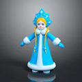 Snow Maiden Character With Blue Robe Star Hat And Blonde Braids In Fairy Tale Style