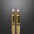 Golden Bullets With Copper Tips And Reflective Shine On Dark Background