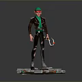 Green Haired Game Character In Black Leather Jacket With Goggles Wrench And Platform Base Design