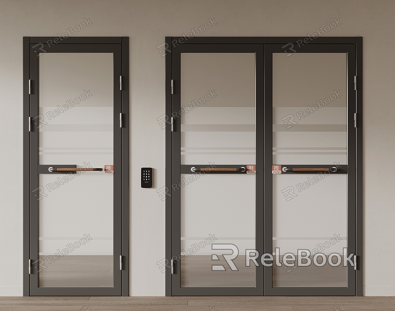 Modern store glass double door single door model