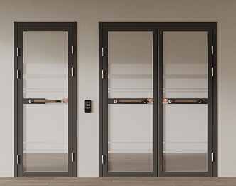 Modern store glass double door single door 3d model