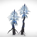 Cartoon Scene Featuring Two Plants With Blue Leaves And Black Roots With Blue Spots
