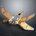 Advanced Interstellar Spacecraft With Yellow Gray Wings And Engines For Cosmic Exploration