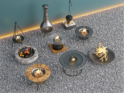 New Chinese Courtyard Sketches brazier tea making stove bonfire fireplace teapot 3d model