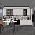 Modern Kitchen Interior Design With White Cabinets Marble Island Countertop And Appliances