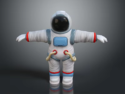 Detailed Astronaut Model With White Space Suit Blue Red Accents And Open Arms 3d model