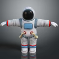 Detailed Astronaut Model With White Space Suit Blue Red Accents And Open Arms