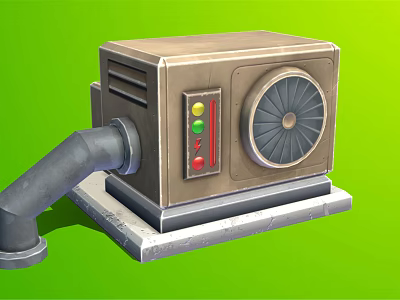 Outdoor Air Conditioner Fan Unit With Metallic Body Control Buttons And Stable Base Connected Pipe 3d model