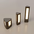 Modern Outdoor Lights With Three Different Geometric Shapes And Illuminated Panels