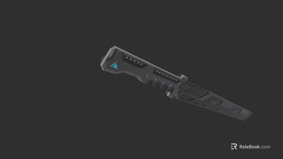 Futuristic Tactical Knife With Black Design And Blue Accent For Modern Combat 3d model 