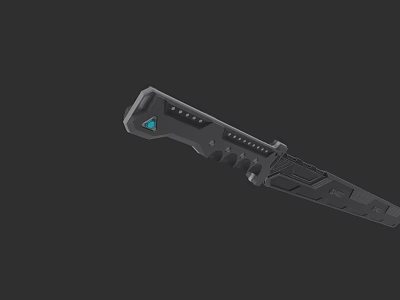 Futuristic Tactical Knife With Black Design And Blue Accent For Modern Combat 3d model
