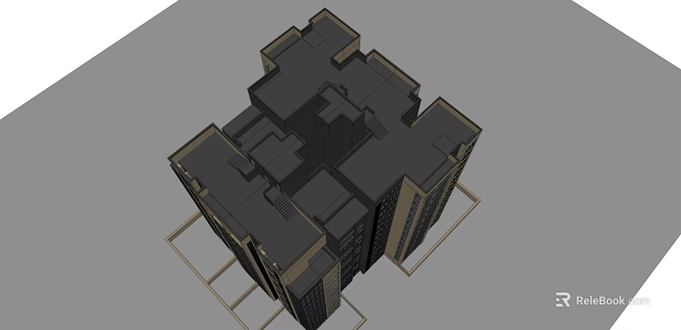 3D Architectural Model of Modern High Rise Building Complex with Detailed Structure 3d model 