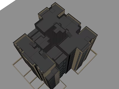 3D Architectural Model of Modern High Rise Building Complex with Detailed Structure 3d model