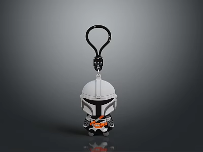 Cartoon Character Keychain With White Black Orange Design Portable Decorative Accessory For Daily Use 3d model