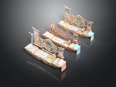 Colorful Decorative Display Furniture With Elegant Design Frames Shelves Drawers 3d model