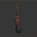 Red And Gray Metal Hook Wrapped With Yellow Rope On Dark Surface