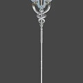 Ornate Weapon Design With Engraved Wings And Coiled Snakes On Metallic Staff