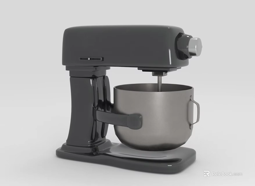 Black Electric Stand Mixer with Stainless Steel Bowl for Kitchen Use 3d model 