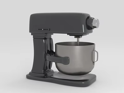 Black Electric Stand Mixer with Stainless Steel Bowl for Kitchen Use 3d model