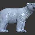 White Polar Bear Figure With Detailed Texture Standing On Dark Surface 3d model