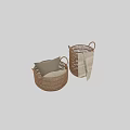 Rattan Wall Decor Baskets With Soft Pillow And Linen Towel Accents