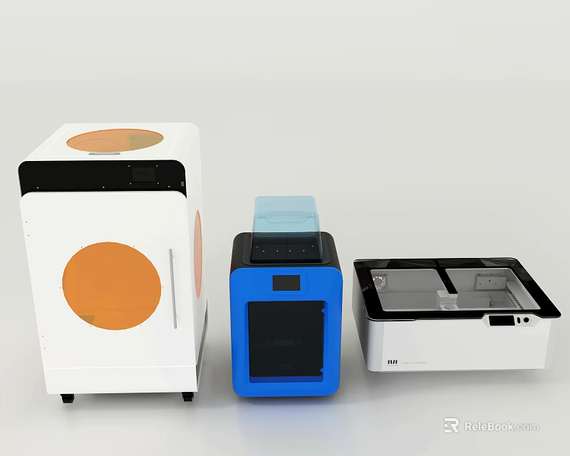 Technology Exhibition Hall Featuring Modern Tech Devices With White And Blue Design 3d model 
