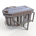 Vintage Industrial Metal Equipment with Curved Top Stand and Pipes Structure