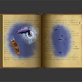 Magical Open Book Featuring Blue Water Small Boat Dolphin and Fish on Pages