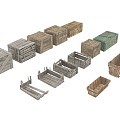 Wooden box broken box manger dock cargo box storage box 3d model