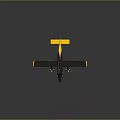 Yellow and Black Passenger Plane 3D Model with Yellow Wings Tail Reflection on Dark Background 3d model